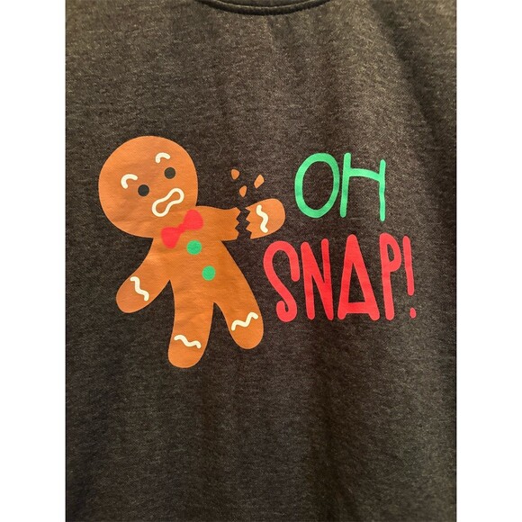 DVISION Women's Sweatshirt Size L Dark Gray OH SNAP Gingerbread Holiday - Picture 2 of 9